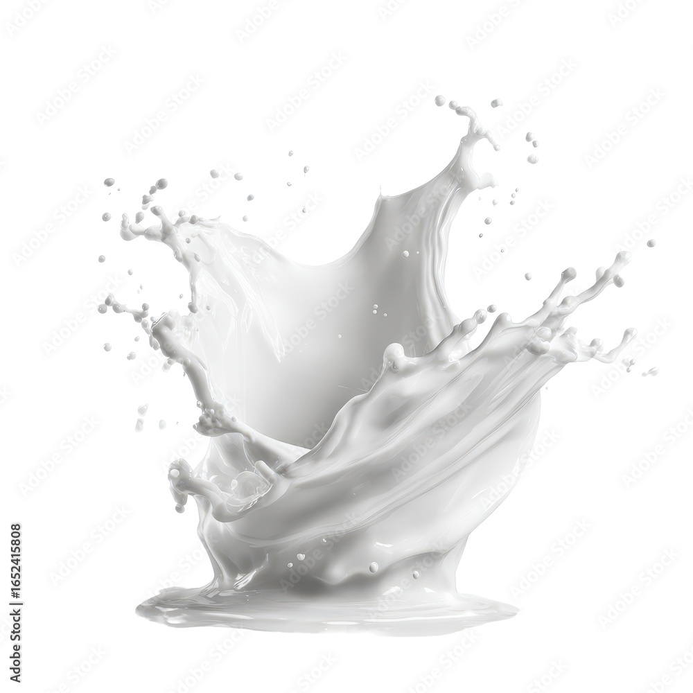 Aufkleber milk splashing out of a bowl creating dynamic white liquid patterns on a clean surface