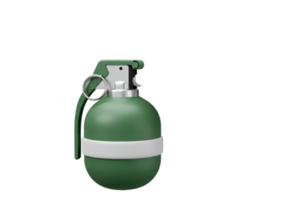 Isolated Green Hand Grenade with White Band, Military Device 3D Render
