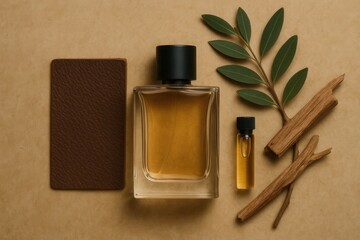 A Sophisticated Collection of Perfume Bottles and Natural Elements