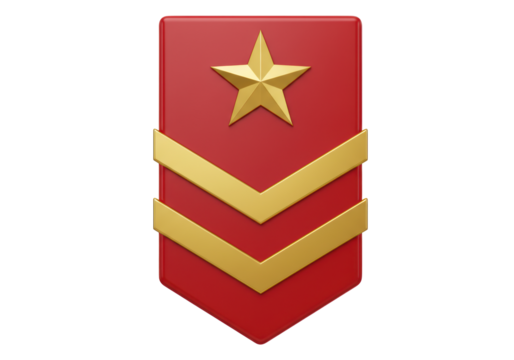 Isolated Military Rank Insignia with Gold Star and Chevrons, Leadership Concept 3D Render - Powered by Adobe