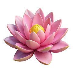 3d pink lotus flower with yellow center