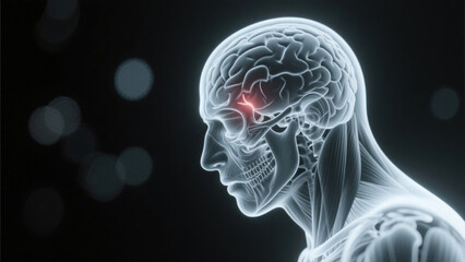 Detailed X-ray Illustration of Human Skull with Highlighted Area