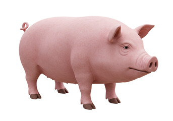 Isolated Realistic 3D Render of a Pink Pig, Farm Animal