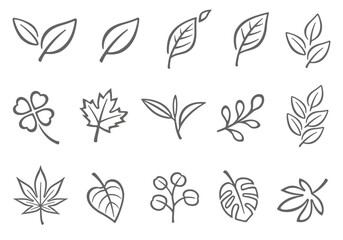 葉っぱ　葉　アイコンセット　線画