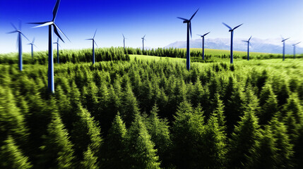 Fototapeta premium wind turbine field with eco-friendly concept