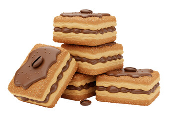 Isolated Stack of Delicious Chocolate Coffee Cookies with Whole Beans, Perfect for Dessert Concepts