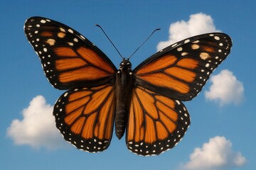 Fototapeta premium A Monarch Butterfly Soars Above the Clouds