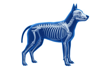 Fototapeta premium Isolated 3D Render: Blue Dog with Visible Skeleton, Illustrating Canine Anatomy and Health