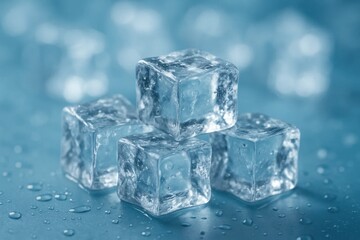 A Study of Ice Crystals on a Blue Background