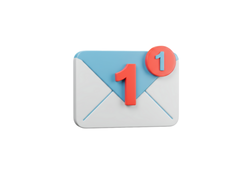 Isolated 3D Render of an Email Envelope with a New Message Notification Icon - Powered by Adobe