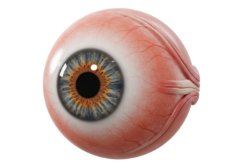 Isolated Detailed Human Eyeball with Blue Iris and Veins, Medical 3D Illustration