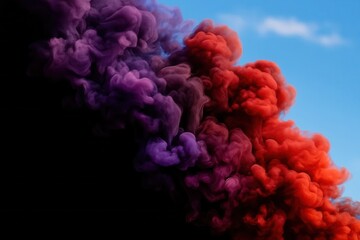 Obraz premium A vibrant explosion of colors against a serene blue sky