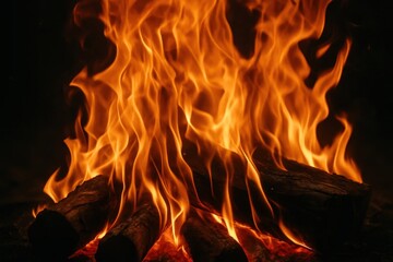 The dance of flames in a dark abyss