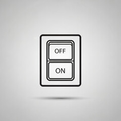 Simple line drawing of a rectangular light switch with "ON" and "OFF" labels.
