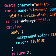 Obraz premium Close-up of HTML and CSS Code on a Computer Screen.