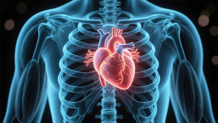 Human Heart Anatomy Displaying Cardiovascular System Structure