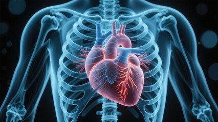 Human Heart Anatomy Displaying Cardiovascular System Structure