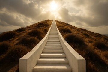 A Journey Upwards Under a Dramatic Sky