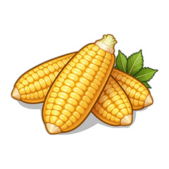 Fresh and delicious corn cobs with green leaves