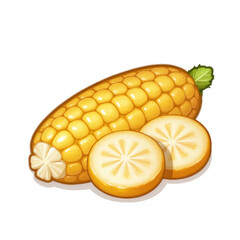 Fresh and delicious corn cobs with green leaves