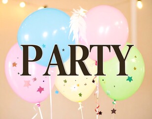 Festive party balloons with star decorations, creating a joyful celebration atmosphere