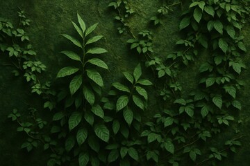 Fototapeta premium A Close-Up of Lush Leaves Cascading Over a Textured Background