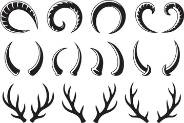 Fototapeta premium Collection of Horns and Antlers - Wildlife, Hunting, and Animal Symbolism