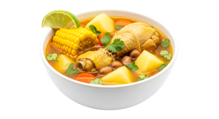 transparent background delicious chicken soup with potatoes corn perfect for menus