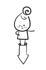 (Down) Collection of hand drawn lady business worker icons. Vector illustration.	