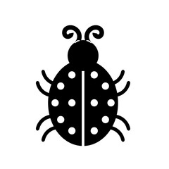 Black beetle silhouette insect design with multiple legs and dotted wings