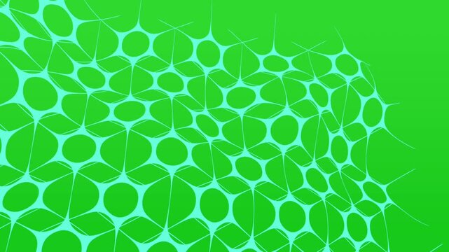 Cyan Hexagons on a Bright Green. Flat Vector Background