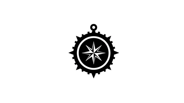 Filled black icon of compass with marine direction, transparent background