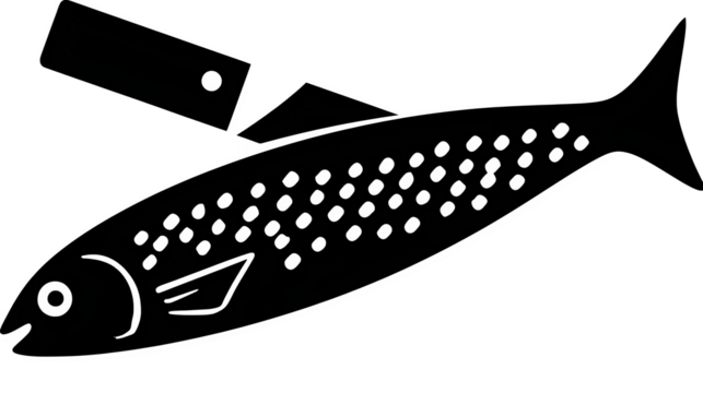 Filled black icon of fish cleaning knife, transparent background
