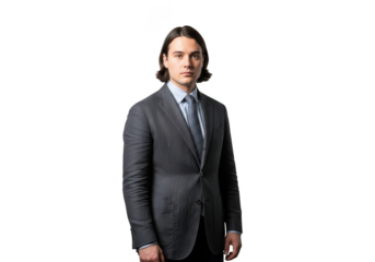 Professional businessman corporate executive in suit portrait full length png image for design assets and mockups isolated on transparent background