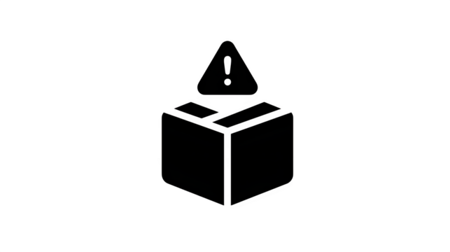 Filled black icon of a suspicious box alert sign, white background