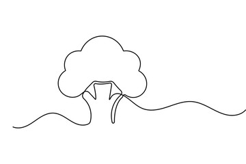 Broccoli organic food illustration in continuous one line drawing minimalist vegetable outline vector design
