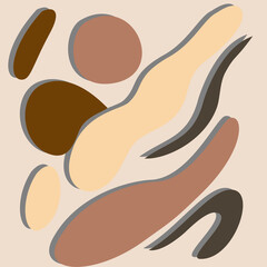 Abstract vector seamless pattern in Wabi-Sabi style. Muted earthy colors with imperfect, hand-drawn organic shapes and fluid lines. This design is perfect for modern wall art, textile prints, branding