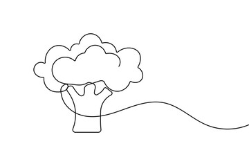 Broccoli organic food illustration in continuous one line drawing minimalist vegetable outline vector design
