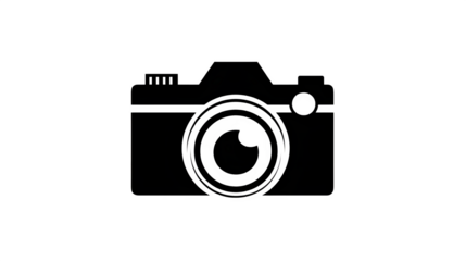 Filled black icon of camera for travel photography, transparent background