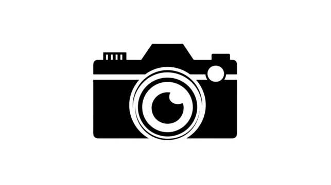 Filled black icon of camera for travel photography, transparent background