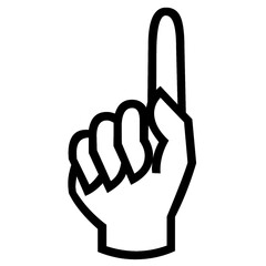 Raised index finger hand gesture number one outline vector illustration