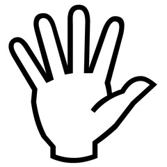 Obraz premium Open palm raised hand gesture showing five fingers vector outline art