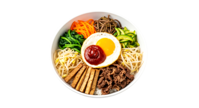 vibrant bibimbap bowl delicious korean food transparent background vector
