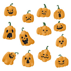 Fototapeta premium Set of Hand drawn pumpkin doodle icon, for Halloween