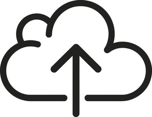 Simple Cloud with Arrow Up Icon in Outline Style on Transparent Background