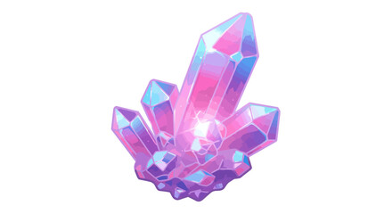 A cluster of translucent pink  blue crystals with jagged edges reflecting light  radiating a subtle glow