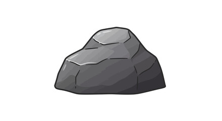 A gray rock with an irregular shape and highlighted planes sits against a white backdrop