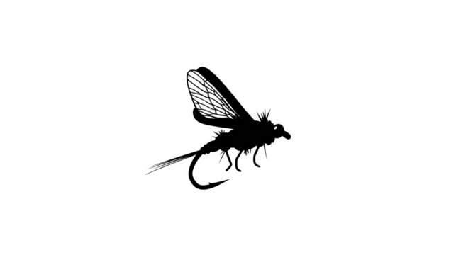 Filled black icon of fly fishing silhouette, transparent background - Powered by Adobe