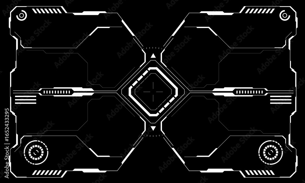 Poster hud sci-fi interface screen view white circular geometric design virtual futuristic technology creat
