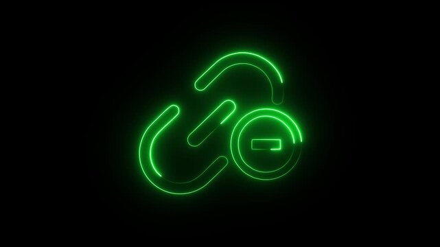 Hyperlink unlinked icon animation neon glowing light effect app .4k HD motion video icon 